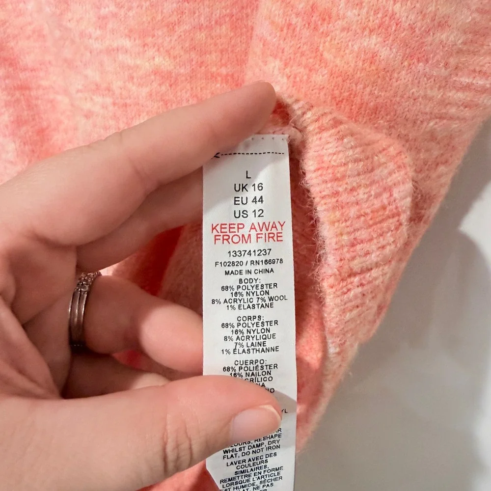 TOPSHOP ASOS Pink Marl V Neck Sunrise Sleeveless Knit Sweater Vest Oversized L‎